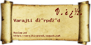 Varajti Árpád névjegykártya